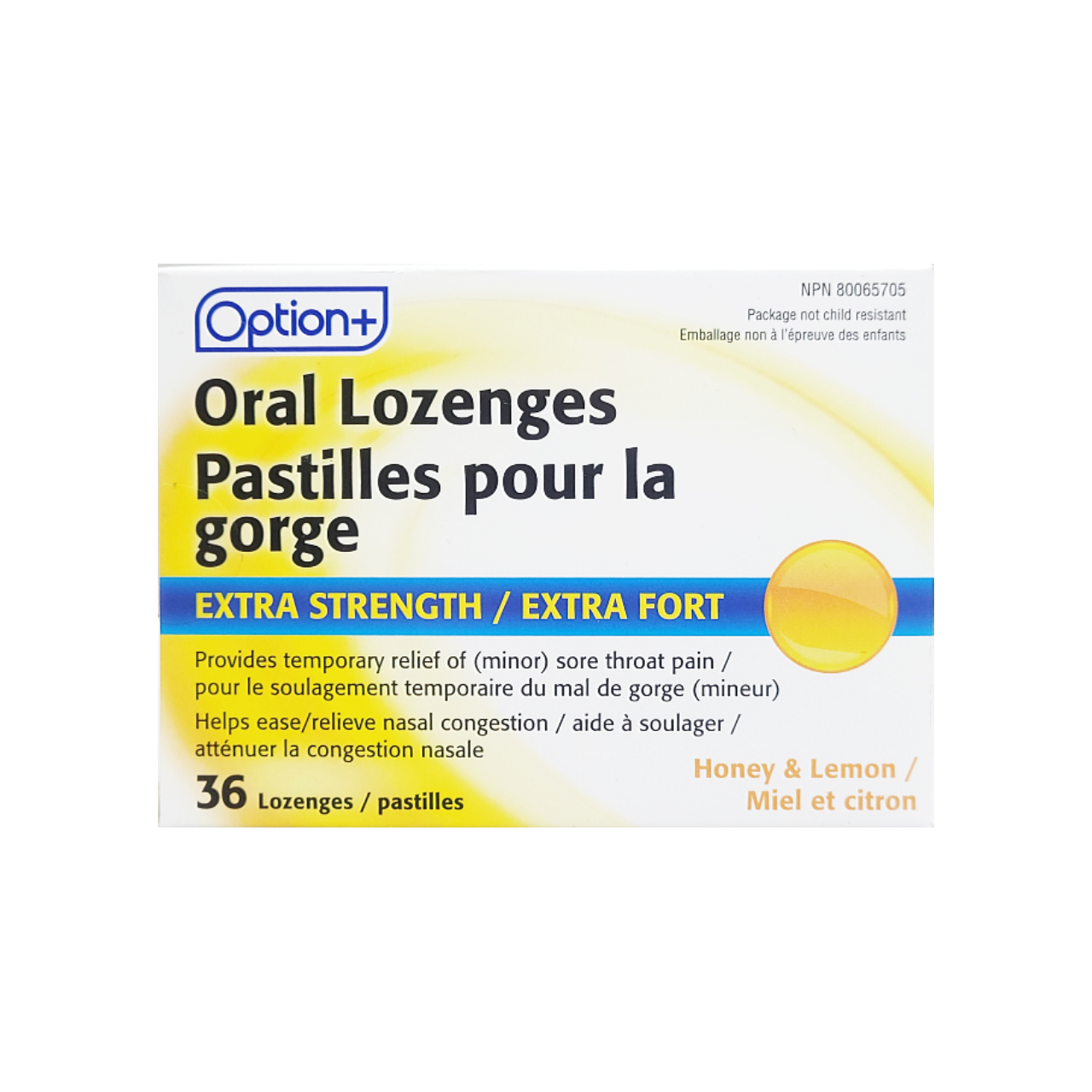 OPTION+ HONEY & LEMON THROAT AND NASAL LOZ 36