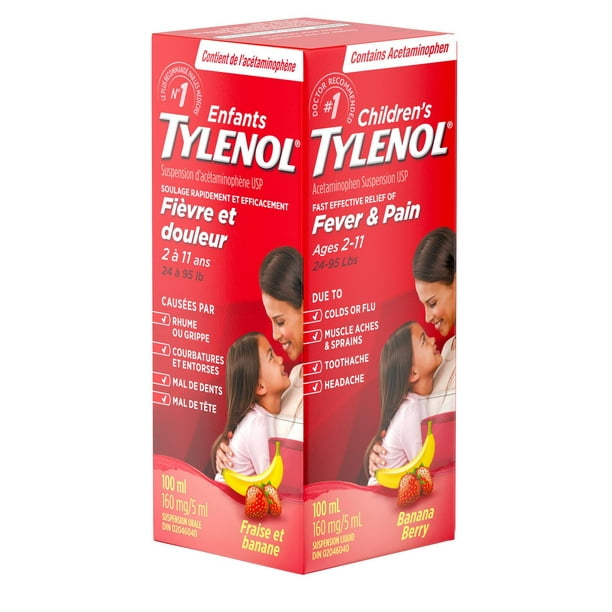 TYLENOL CHILDREN'S ORAL ACETAMINOPHEN SUSPENSION BANANA & STRAWBERRY 100ML