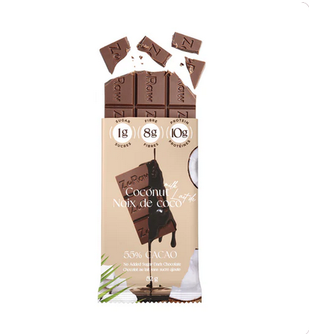 ZORAW 55% DARK CHOCOLATE COCONUT MILK WITH PROTEIN - DAIRY FREE