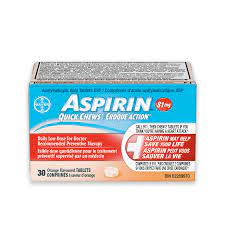 ASPIRIN 81MG 30 QUICK CHEWS