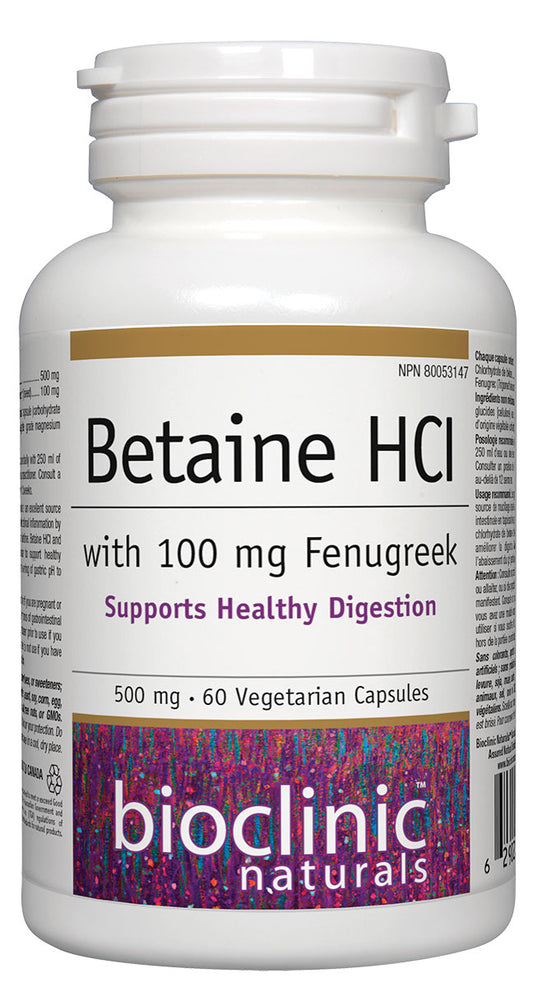 BIOCLINIC Betaine HCI with 100 mg Fenugreek 60 VCAP