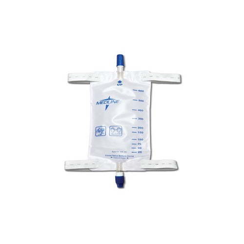 MEDLINE LEG BAG 600ML, STRAPS, ANTIREFLUX, TWISTDRAIN