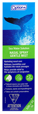 OPTION+ NASAL SPRAY SALT WATER GENTLE 135ML