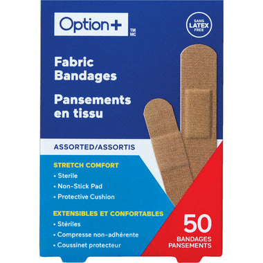 OPTION+ FABRIC BANDAGE 50 ASSORTED