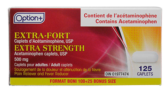 OPTION+ ACETOMINOPHEN EXTRA STRENGTH 500MG 125CAPS