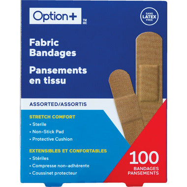 OPTION+ FABRIC BANDAGE 100 ASSORTED