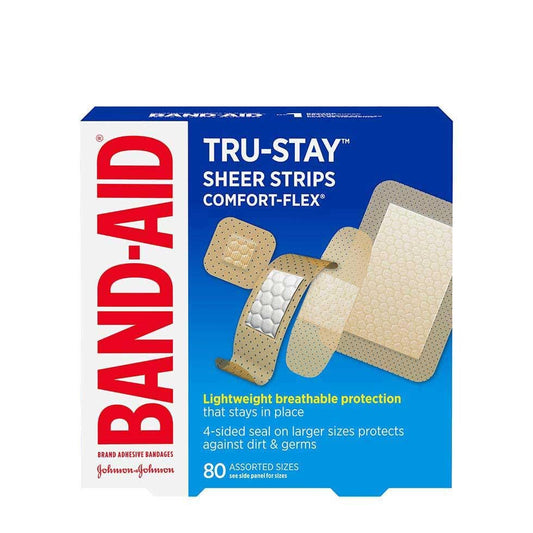 BAND-AID TRU-STAY SHEER STRIPS ASSORTED 80