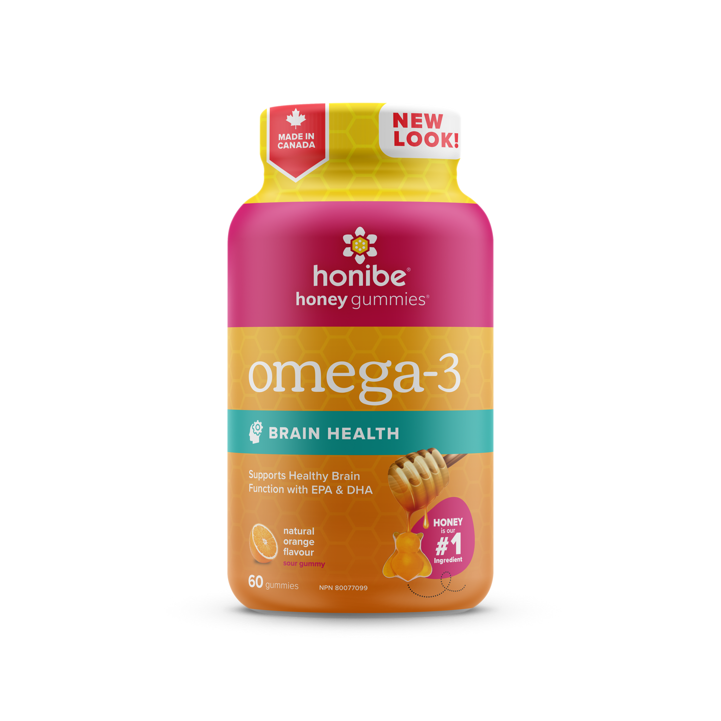 HONIBE OMEGA-3 WITH EPA & DHA ORANGE 60 GUMMIES
