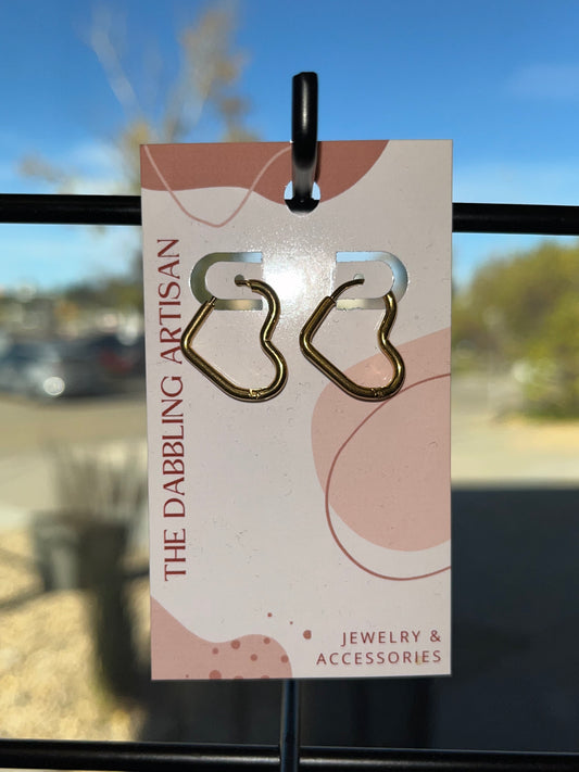 TDA HEART SHAPED HOOP EARRINGS - GOLD