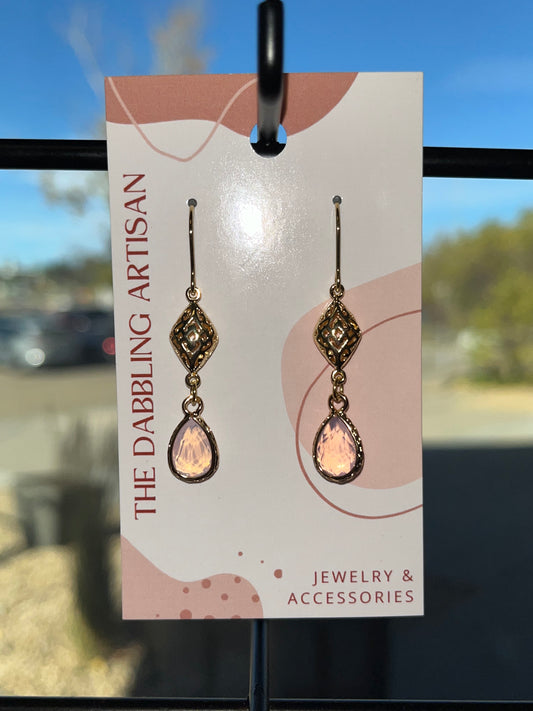 TDA BRASS DIAMOND & CRYSTAL TEARDROP EARRINGS