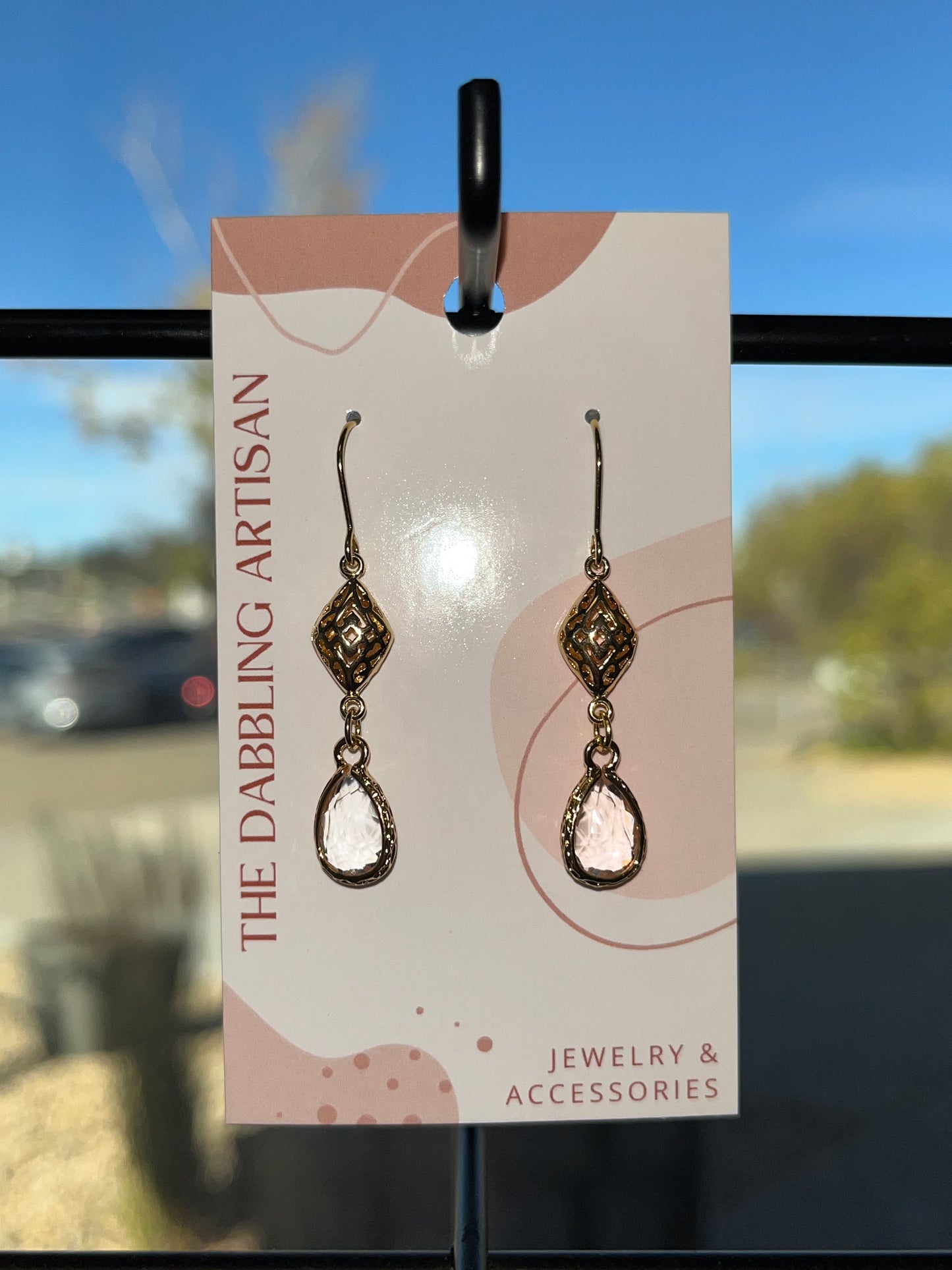 TDA BRASS DIAMOND & CRYSTAL TEARDROP EARRINGS