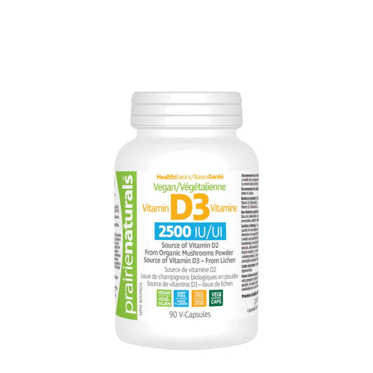 PRAIRIE NATURALS VEGAN VITAMIN D 2500 IU 90 VEGGIE CAPS