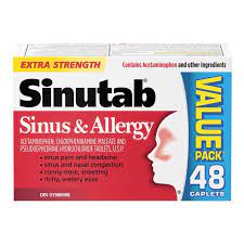 SINUTAB ALLERGY & SINUS 48 TABLETS