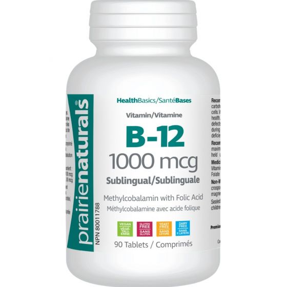 PRAIRIE NATURALS B12 5000MCG SUBLING 90TABS